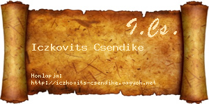 Iczkovits Csendike névjegykártya